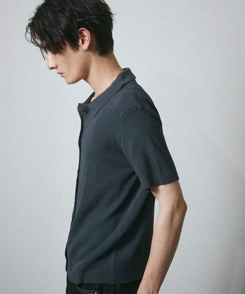 DAZE(デイズ)の「サーマル編み ニットポロシャツ(Tシャツ/カットソー・メンズ・グレー/ブラック/チャコールグレー・SMALL/MEDIUM/LARGE)」の21枚目の写真