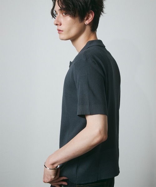 DAZE(デイズ)の「サーマル編み ニットポロシャツ(Tシャツ/カットソー・メンズ・グレー/ブラック/チャコールグレー・SMALL/MEDIUM/LARGE)」の22枚目の写真