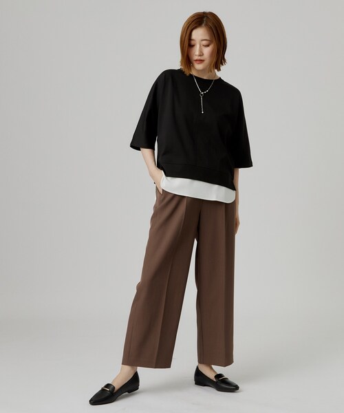 grove(グローブ)の「【着回し◎】レイヤード風セットアップ(セットアップ・レディース・チャコールグレー/ダークオリーブ/ブラック・01/02/03)」の15枚目の写真