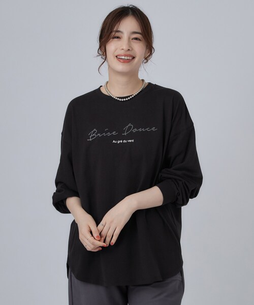SHOO・LA・RUE（シューラルー）の「【選べる4柄/体型カバー】ゆるっと着られる BIGロンT（Tシャツ/カットソー・レディース・ブラック/ライトグレー/ホワイト/ベビーピンク・00）」の13枚目の写真