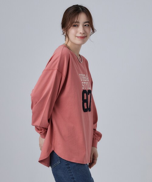 SHOO・LA・RUE（シューラルー）の「【選べる4柄/体型カバー】ゆるっと着られる BIGロンT（Tシャツ/カットソー・レディース・ブラック/ライトグレー/ホワイト/ベビーピンク・00）」の18枚目の写真