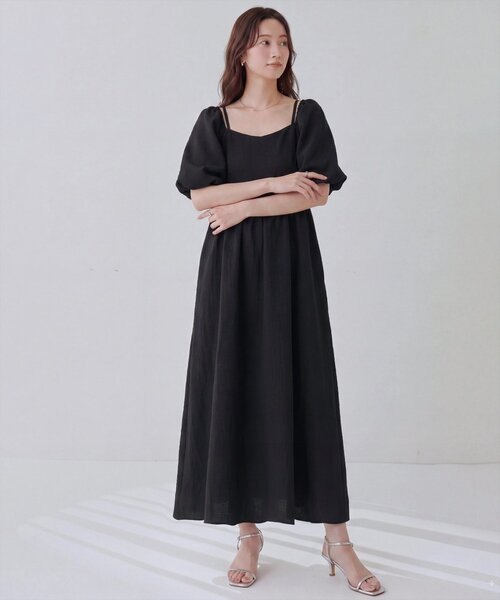 natural couture(ナチュラルクチュール)の「2WAYパフスリーブワンピース(ワンピース・レディース・オフホワイト/ネイビー/ブラウン/ブラック・FREE)」の1枚目の写真