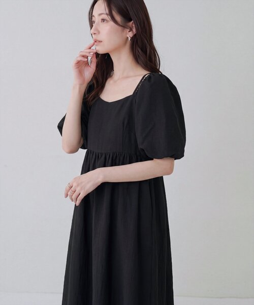 natural couture(ナチュラルクチュール)の「2WAYパフスリーブワンピース(ワンピース・レディース・オフホワイト/ネイビー/ブラウン/ブラック・FREE)」の10枚目の写真