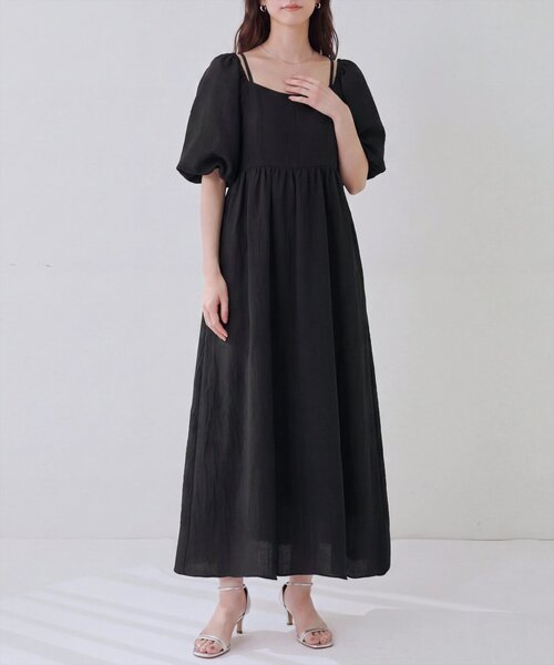 natural couture(ナチュラルクチュール)の「2WAYパフスリーブワンピース(ワンピース・レディース・オフホワイト/ネイビー/ブラウン/ブラック・FREE)」の11枚目の写真