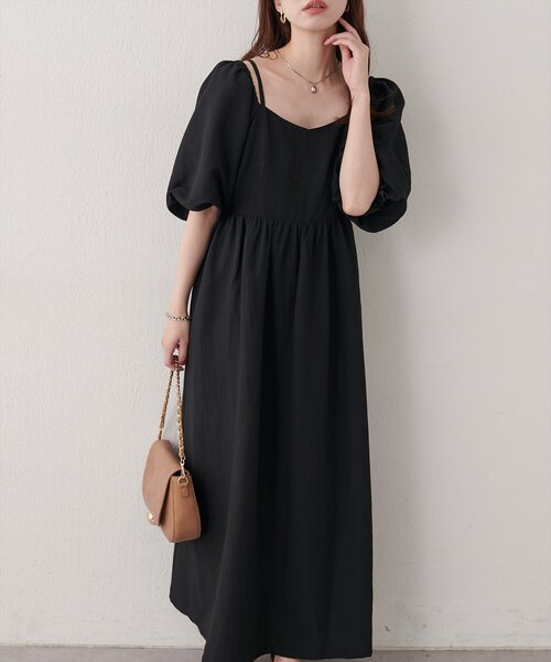 natural couture(ナチュラルクチュール)の「2WAYパフスリーブワンピース(ワンピース・レディース・オフホワイト/ネイビー/ブラウン/ブラック・FREE)」の12枚目の写真