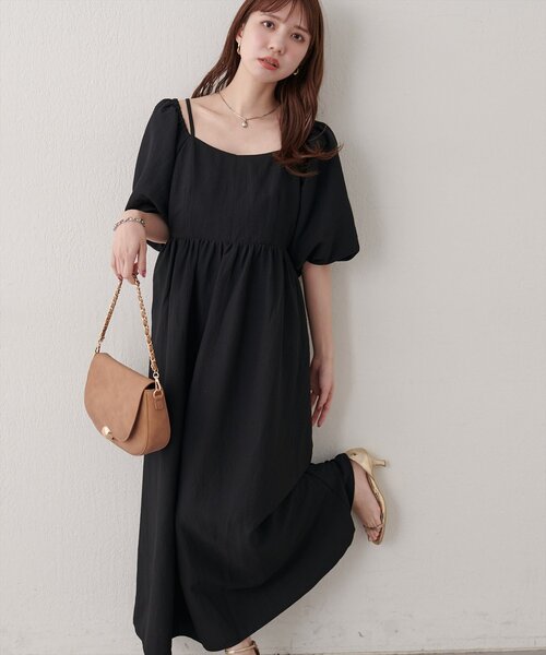 natural couture(ナチュラルクチュール)の「2WAYパフスリーブワンピース(ワンピース・レディース・オフホワイト/ネイビー/ブラウン/ブラック・FREE)」の14枚目の写真