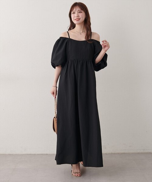 natural couture(ナチュラルクチュール)の「2WAYパフスリーブワンピース(ワンピース・レディース・オフホワイト/ネイビー/ブラウン/ブラック・FREE)」の16枚目の写真