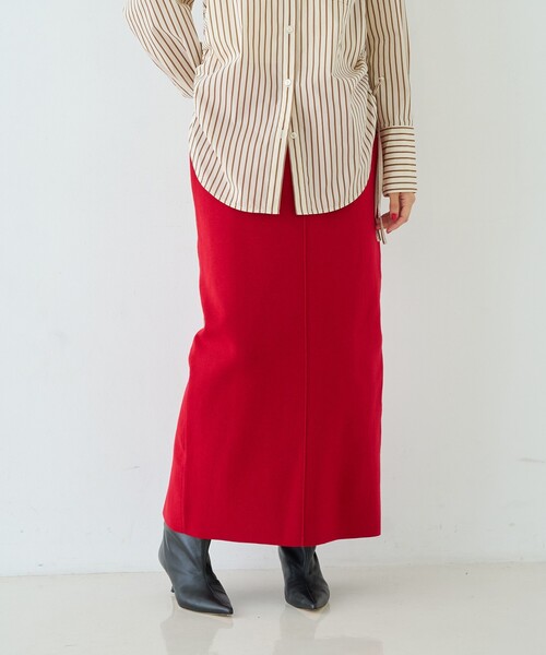 Rouge vif Anna(ルージュヴィフアンナ)の「【セットアップ対応】ウール混タイトニットスカート/ウエストゴム(スカート・レディース・レッド/ベージュ/グレー・36/38)」の9枚目の写真