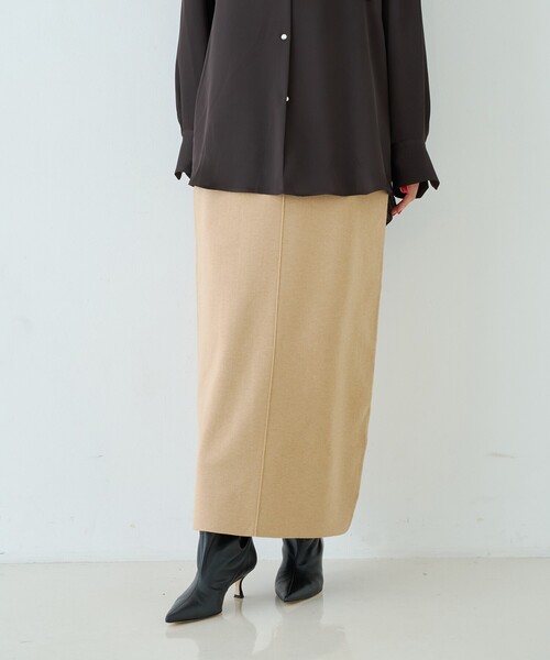 Rouge vif Anna(ルージュヴィフアンナ)の「【セットアップ対応】ウール混タイトニットスカート/ウエストゴム(スカート・レディース・レッド/ベージュ/グレー・36/38)」の13枚目の写真