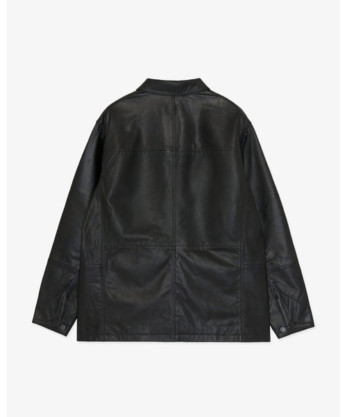 FRONT 11201(フロントワンワントゥーオーワン)の「REDE Remake Leather Chore Coat(カバーオール・メンズ・ブラック・M/S/L)」の2枚目の写真