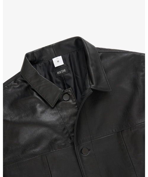 FRONT 11201(フロントワンワントゥーオーワン)の「REDE Remake Leather Chore Coat(カバーオール・メンズ・ブラック・M/S/L)」の3枚目の写真