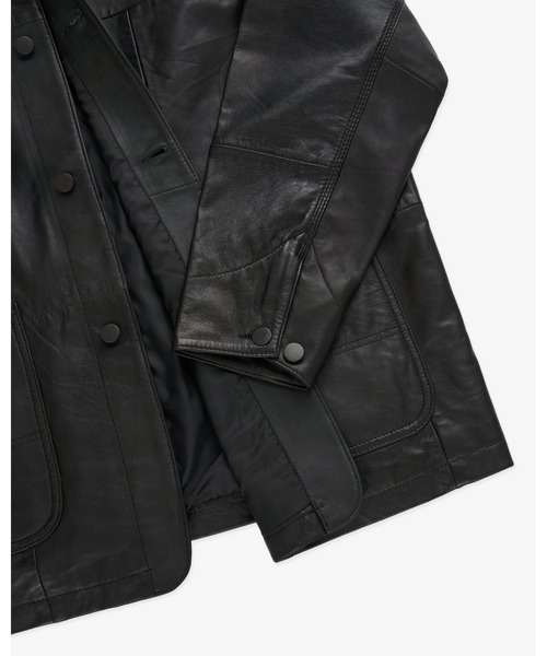 FRONT 11201(フロントワンワントゥーオーワン)の「REDE Remake Leather Chore Coat(カバーオール・メンズ・ブラック・M/S/L)」の4枚目の写真