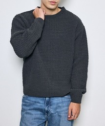 【ぬくもち】ワッフル編みニットトップス 秋服 冬服