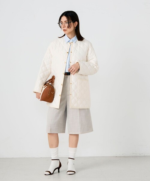 NOLLEY’S(ノーリーズ)の「【Traditional WeatherWear/トラディショナルウェザーウェア】ARKLEY A-LINE MIDDLE(ノーカラーコート・レディース・アイボリー・32/34)」の2枚目の写真