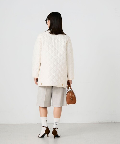 NOLLEY’S(ノーリーズ)の「【Traditional WeatherWear/トラディショナルウェザーウェア】ARKLEY A-LINE MIDDLE(ノーカラーコート・レディース・アイボリー・32/34)」の4枚目の写真