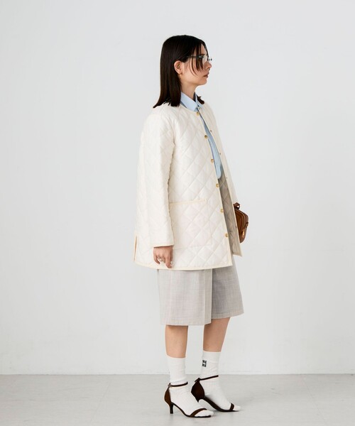NOLLEY’S(ノーリーズ)の「【Traditional WeatherWear/トラディショナルウェザーウェア】ARKLEY A-LINE MIDDLE(ノーカラーコート・レディース・アイボリー・32/34)」の5枚目の写真