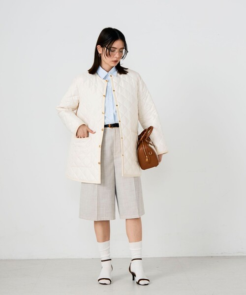NOLLEY’S(ノーリーズ)の「【Traditional WeatherWear/トラディショナルウェザーウェア】ARKLEY A-LINE MIDDLE(ノーカラーコート・レディース・アイボリー・32/34)」の6枚目の写真