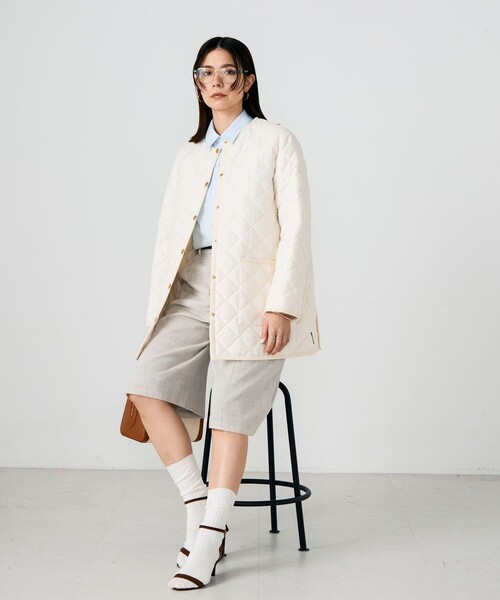 NOLLEY’S(ノーリーズ)の「【Traditional WeatherWear/トラディショナルウェザーウェア】ARKLEY A-LINE MIDDLE(ノーカラーコート・レディース・アイボリー・32/34)」の7枚目の写真