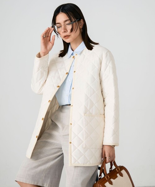 NOLLEY’S(ノーリーズ)の「【Traditional WeatherWear/トラディショナルウェザーウェア】ARKLEY A-LINE MIDDLE(ノーカラーコート・レディース・アイボリー・32/34)」の9枚目の写真