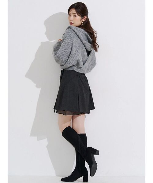 MERCURYDUO(マーキュリーデュオ)の「リボン付ボックスプリーツミニスカート(スカート・レディース・チャコールグレー/アイボリー・FREE)」の8枚目の写真