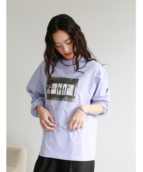 Edit Sheen（エディットシーン）の「オーバーサイズフォト箔ロゴロンT（Tシャツ/カットソー・レディース・ライトイエロー/ライトグリーン/ラベンダー・M）」の7枚目の写真