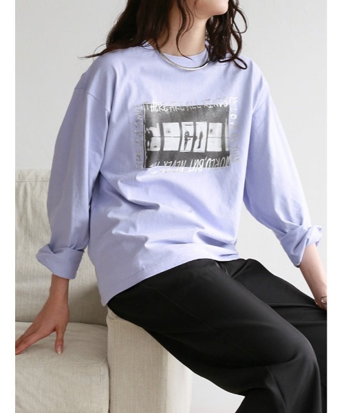 Edit Sheen（エディットシーン）の「オーバーサイズフォト箔ロゴロンT（Tシャツ/カットソー・レディース・ライトイエロー/ライトグリーン/ラベンダー・M）」の11枚目の写真