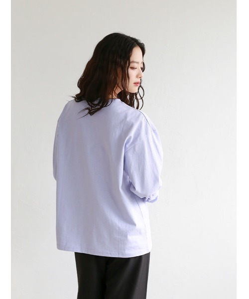 Edit Sheen（エディットシーン）の「オーバーサイズフォト箔ロゴロンT（Tシャツ/カットソー・レディース・ライトイエロー/ライトグリーン/ラベンダー・M）」の12枚目の写真