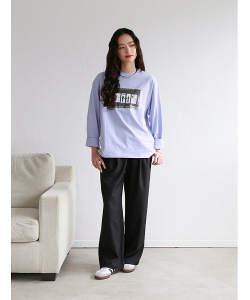Edit Sheen（エディットシーン）の「オーバーサイズフォト箔ロゴロンT（Tシャツ/カットソー・レディース・ライトイエロー/ライトグリーン/ラベンダー・M）」の13枚目の写真