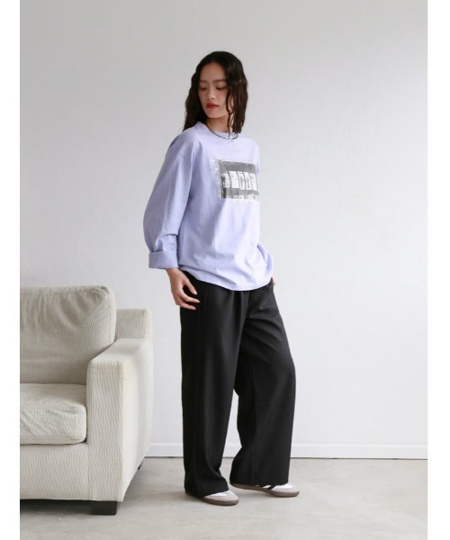 Edit Sheen（エディットシーン）の「オーバーサイズフォト箔ロゴロンT（Tシャツ/カットソー・レディース・ライトイエロー/ライトグリーン/ラベンダー・M）」の14枚目の写真