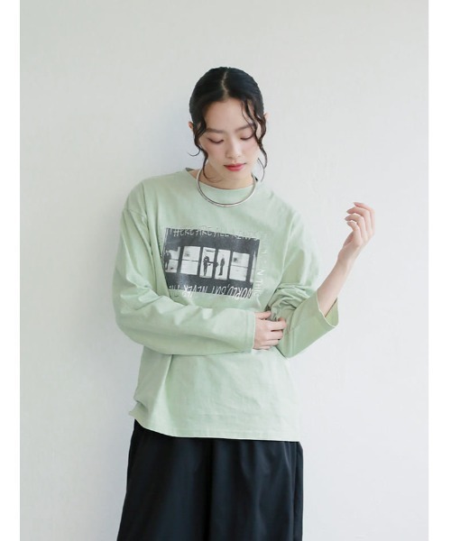 Edit Sheen（エディットシーン）の「オーバーサイズフォト箔ロゴロンT（Tシャツ/カットソー・レディース・ライトイエロー/ライトグリーン/ラベンダー・M）」の17枚目の写真