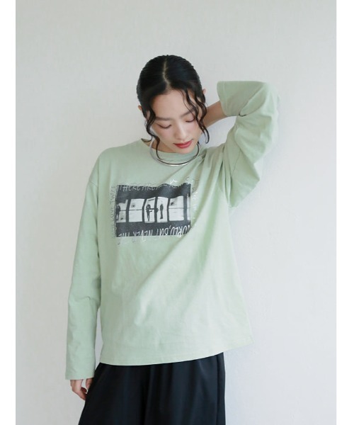 Edit Sheen（エディットシーン）の「オーバーサイズフォト箔ロゴロンT（Tシャツ/カットソー・レディース・ライトイエロー/ライトグリーン/ラベンダー・M）」の18枚目の写真