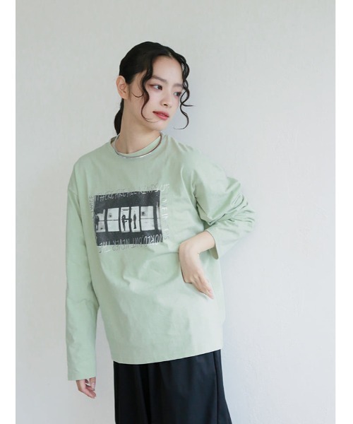 Edit Sheen（エディットシーン）の「オーバーサイズフォト箔ロゴロンT（Tシャツ/カットソー・レディース・ライトイエロー/ライトグリーン/ラベンダー・M）」の19枚目の写真
