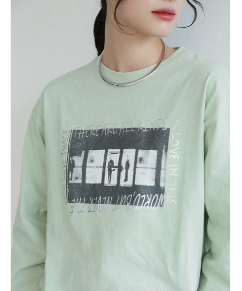 Edit Sheen（エディットシーン）の「オーバーサイズフォト箔ロゴロンT（Tシャツ/カットソー・レディース・ライトイエロー/ライトグリーン/ラベンダー・M）」の20枚目の写真