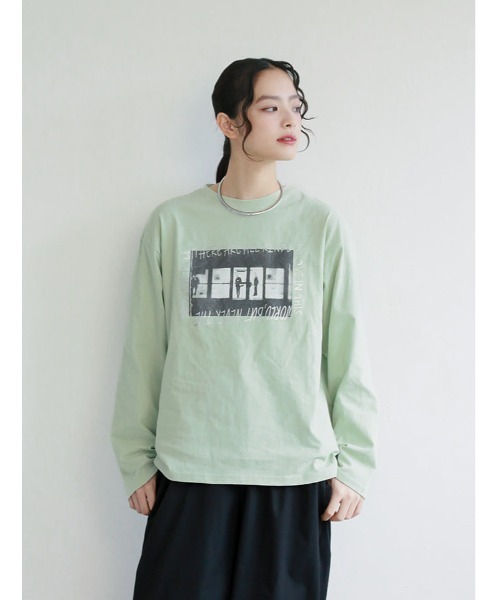 Edit Sheen（エディットシーン）の「オーバーサイズフォト箔ロゴロンT（Tシャツ/カットソー・レディース・ライトイエロー/ライトグリーン/ラベンダー・M）」の16枚目の写真