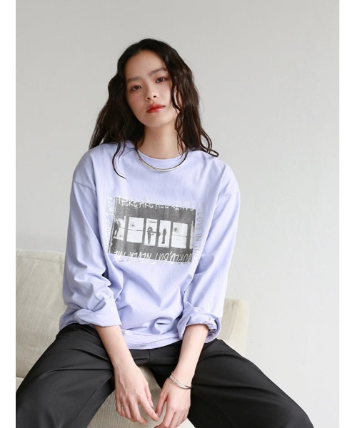 Edit Sheen（エディットシーン）の「オーバーサイズフォト箔ロゴロンT（Tシャツ/カットソー・レディース・ライトイエロー/ライトグリーン/ラベンダー・M）」の9枚目の写真