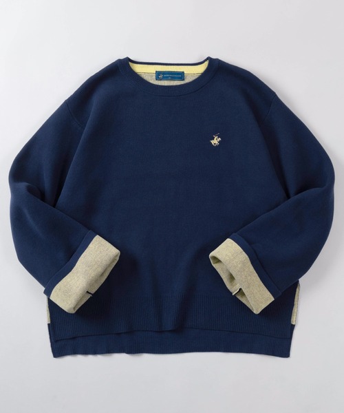 BEVERLY HILLS POLO CLUB(ビバリーヒルズポロクラブ)の「【71】【BEVERLY HILLS POLO CLUB/ビバリーヒルズポロクラブ】レディス ワイドスリーブ ニット/裏地配色/バイカラー/ビックシルエット/セーター(ニット/セーター・レディース・レッド/ネイビー/ブラック/アイボリー・M)」の4枚目の写真