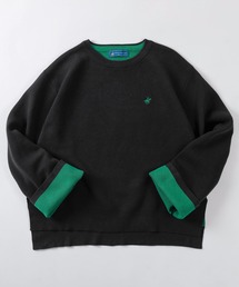【71】【BEVERLY HILLS POLO CLUB/ビバリーヒルズポロクラブ】レディス ワイドスリーブ ニット/裏地配色/バイカラー/ビックシルエット/セーター
