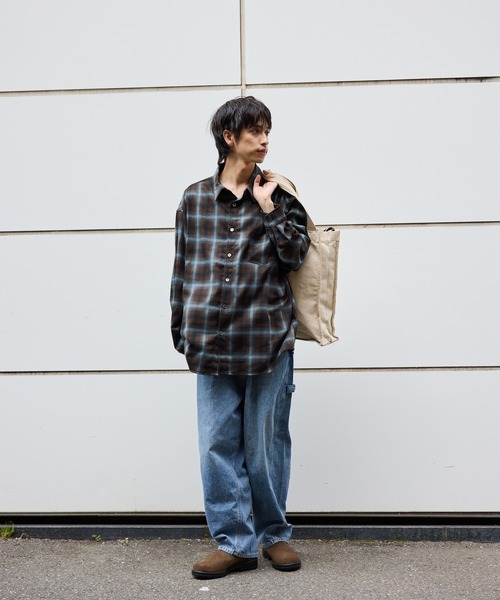 2AM(ツーエイエム)の「ワイドシルエット オンブレチェックシャツ(シャツ/ブラウス・メンズ・パープル/ブルー・L)」の7枚目の写真