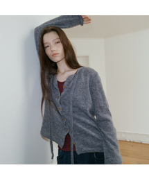 Ribbon alpaca knit cardigan [FRFA02CD05]_Gray