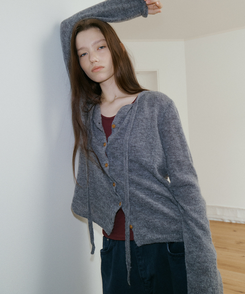 FRIVER07（フリバー07）の「Ribbon alpaca knit cardigan [FRFA02CD05]_Gray（カーディガン/ボレロ・レディース・ライトグレー・FREE）」の2枚目の写真