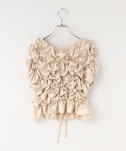 LOWRYS FARM(ローリーズファーム)の「dayme/シャーリングプルオーバーSS 1052692(シャツ/ブラウス・レディース・アイボリー/ブラック・FREE)」の8枚目の写真