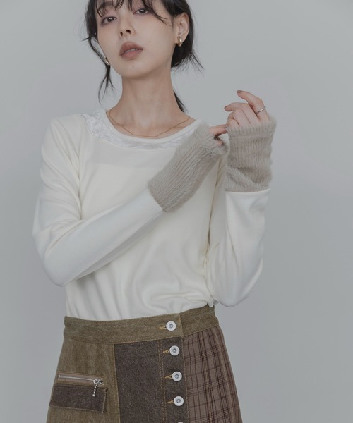 Eimee Law(エイミーロウ)の「ネックレイヤードトップス(Tシャツ/カットソー・レディース・ブラウン/ブラック/アイボリー/グレー・FREE)」の1枚目の写真