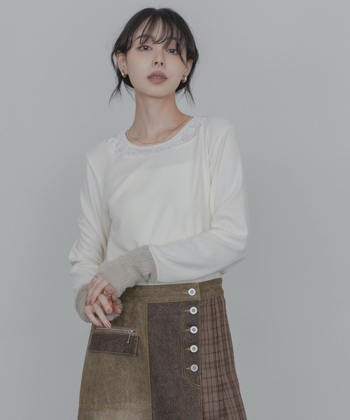 Eimee Law(エイミーロウ)の「ネックレイヤードトップス(Tシャツ/カットソー・レディース・ブラウン/ブラック/アイボリー/グレー・FREE)」の8枚目の写真
