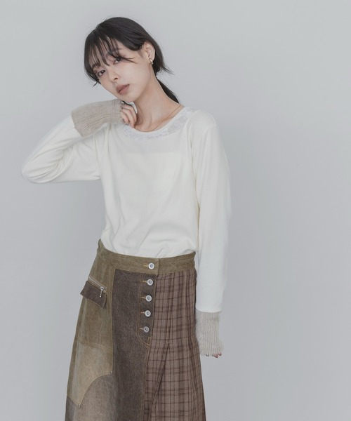 Eimee Law(エイミーロウ)の「ネックレイヤードトップス(Tシャツ/カットソー・レディース・ブラウン/ブラック/アイボリー/グレー・FREE)」の9枚目の写真