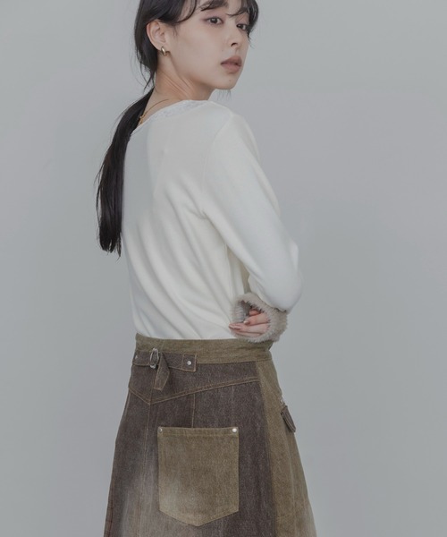 Eimee Law(エイミーロウ)の「ネックレイヤードトップス(Tシャツ/カットソー・レディース・ブラウン/ブラック/アイボリー/グレー・FREE)」の10枚目の写真