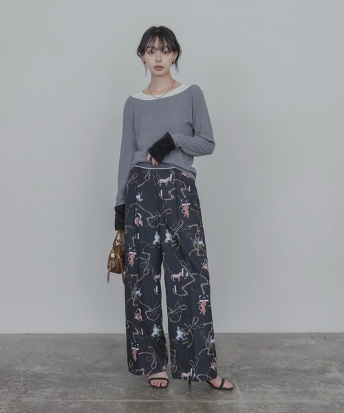 Eimee Law(エイミーロウ)の「ネックレイヤードトップス(Tシャツ/カットソー・レディース・ブラウン/ブラック/アイボリー/グレー・FREE)」の14枚目の写真