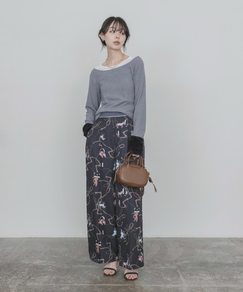 Eimee Law(エイミーロウ)の「ネックレイヤードトップス(Tシャツ/カットソー・レディース・ブラウン/ブラック/アイボリー/グレー・FREE)」の18枚目の写真