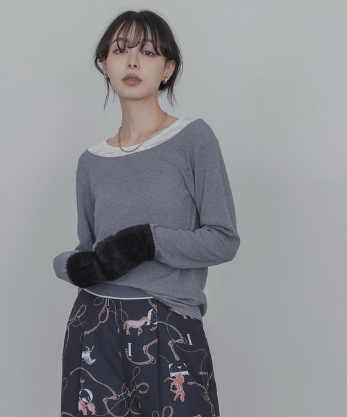 Eimee Law(エイミーロウ)の「ネックレイヤードトップス(Tシャツ/カットソー・レディース・ブラウン/ブラック/アイボリー/グレー・FREE)」の19枚目の写真