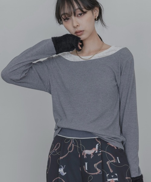 Eimee Law(エイミーロウ)の「ネックレイヤードトップス(Tシャツ/カットソー・レディース・ブラウン/ブラック/アイボリー/グレー・FREE)」の20枚目の写真