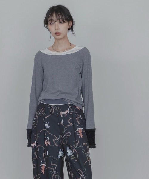 Eimee Law(エイミーロウ)の「ネックレイヤードトップス(Tシャツ/カットソー・レディース・ブラウン/ブラック/アイボリー/グレー・FREE)」の21枚目の写真